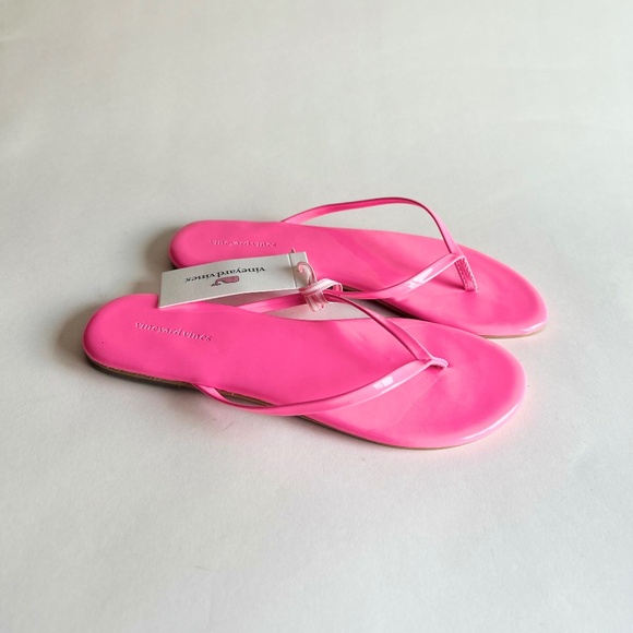 New Vineyard Vines Pink Wave Skinny Strap Flip Flops size 8 - Picture 4 of 13